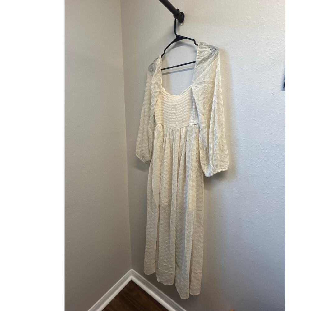 Free People Malina Maxi Dress Ivory Eyelet Boho NWT Size Large Beach wedding